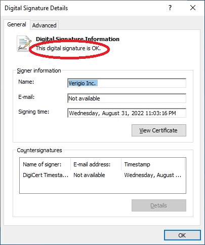 MSI digital signature