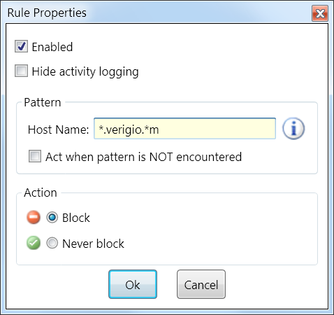 DNS Proxywall - rule properties