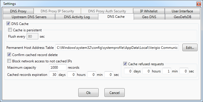 DNS Proxywall - DNS cache settings