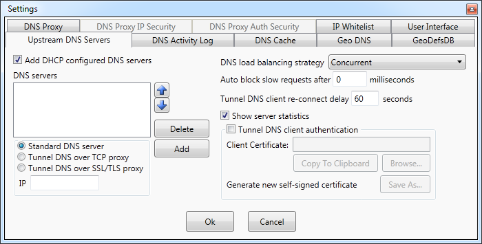 Settings - upstream DNS servers