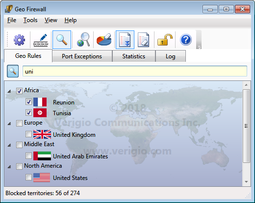 Geo Firewall country name filtering