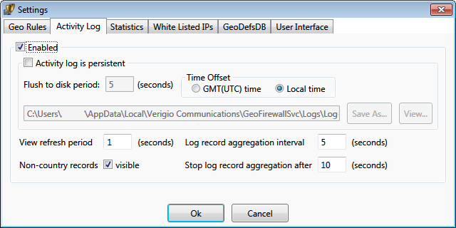 Geo Firewall settings for geo log