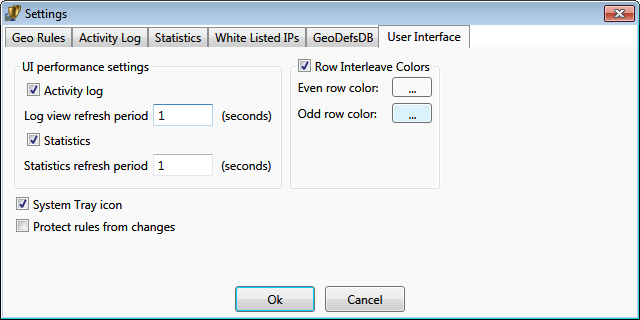 Geo Firewall settings for user interface
