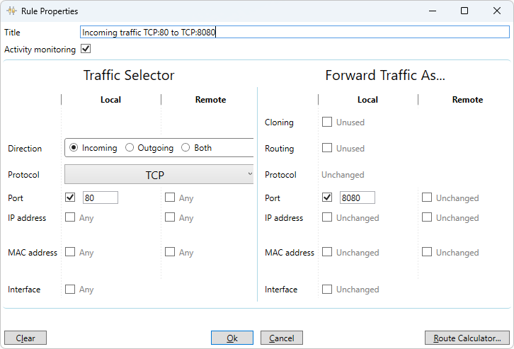 Multi Port Forwarder example of forwarding incoming traffic