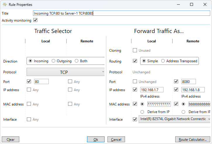 Multi Port Forwarder example of routing incoming web traffic
