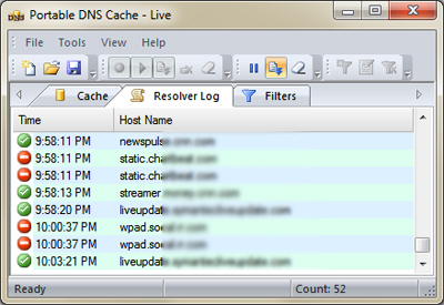 portable-dns-cache Resolver Log page