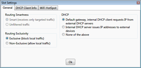 Virtual Network Hub - slot settings