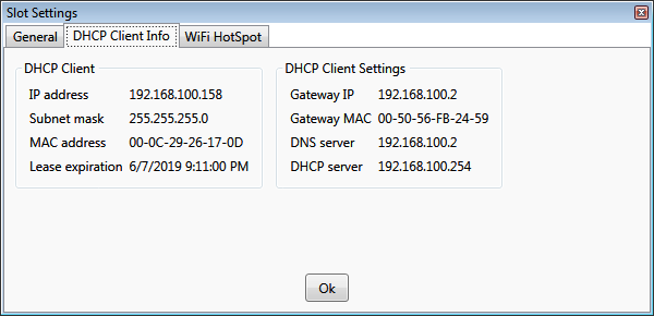 DHCP client info