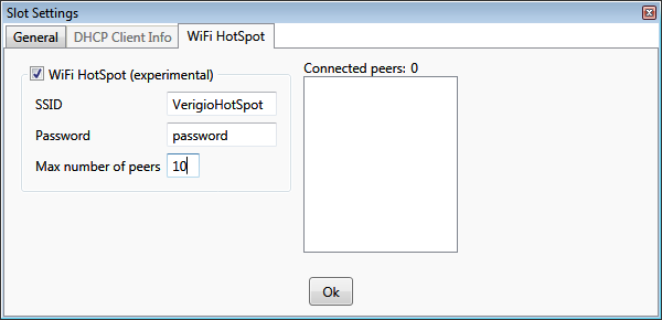 WiFi Hot Spot settings